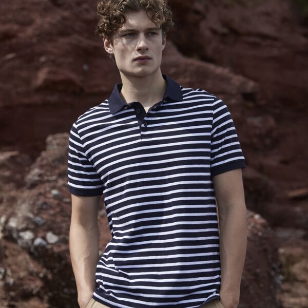 Front Row Striped Jersey Polo Shirt Thumbnail